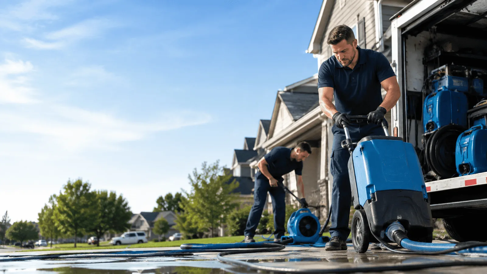 Burst Pipe Damage Cleanup being performed in West Sacramento, CA